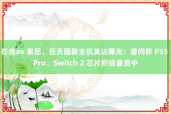 在线av 索尼、任天国新主机发达曝光：音问称 PS5 Pro、Switch 2 芯片积极备货中